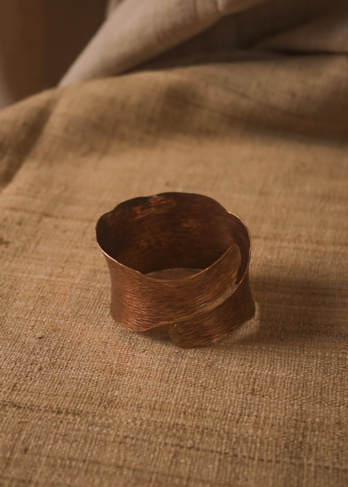 Copper twisted textured cuff