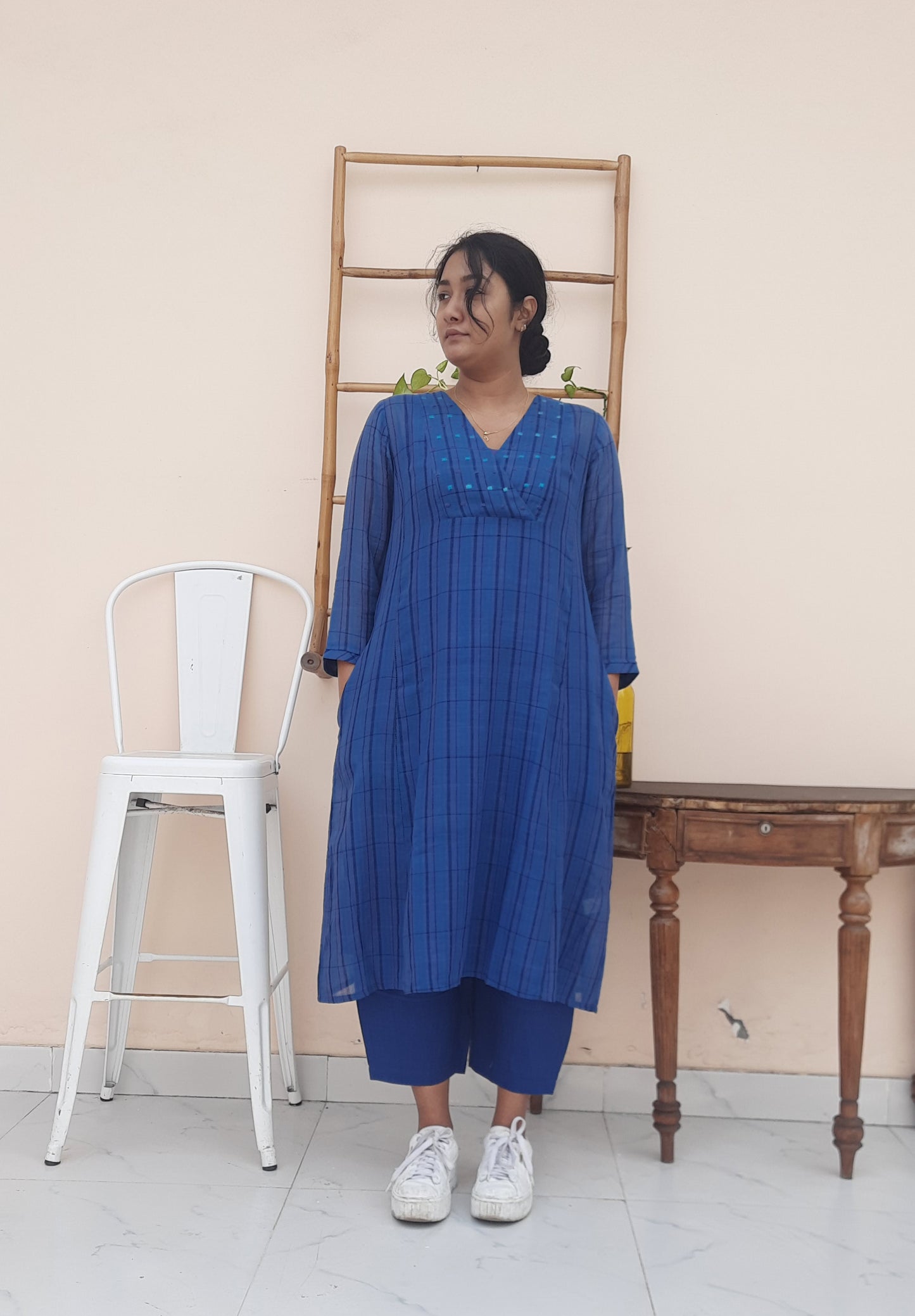 Aster Woven Plaid Cotton Kurta