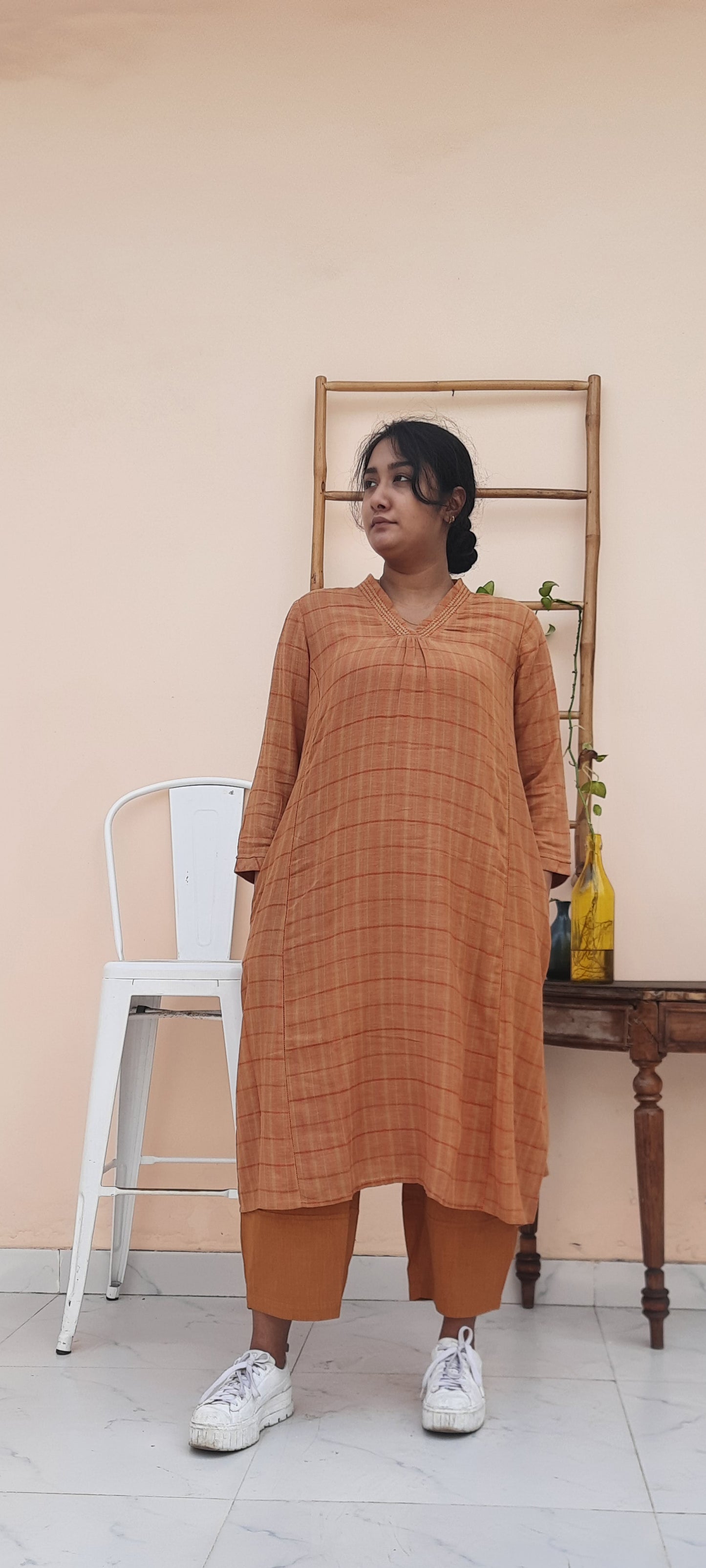 Pomona Woven Plaid Cotton Kurta