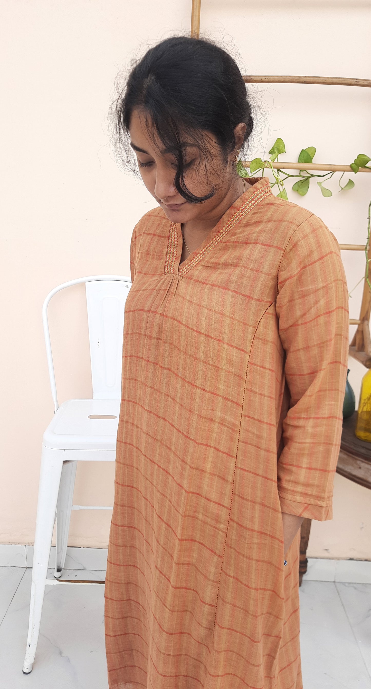 Pomona Woven Plaid Cotton Kurta