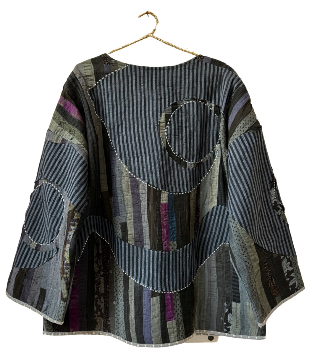 Wave cut-out embroidered jacket