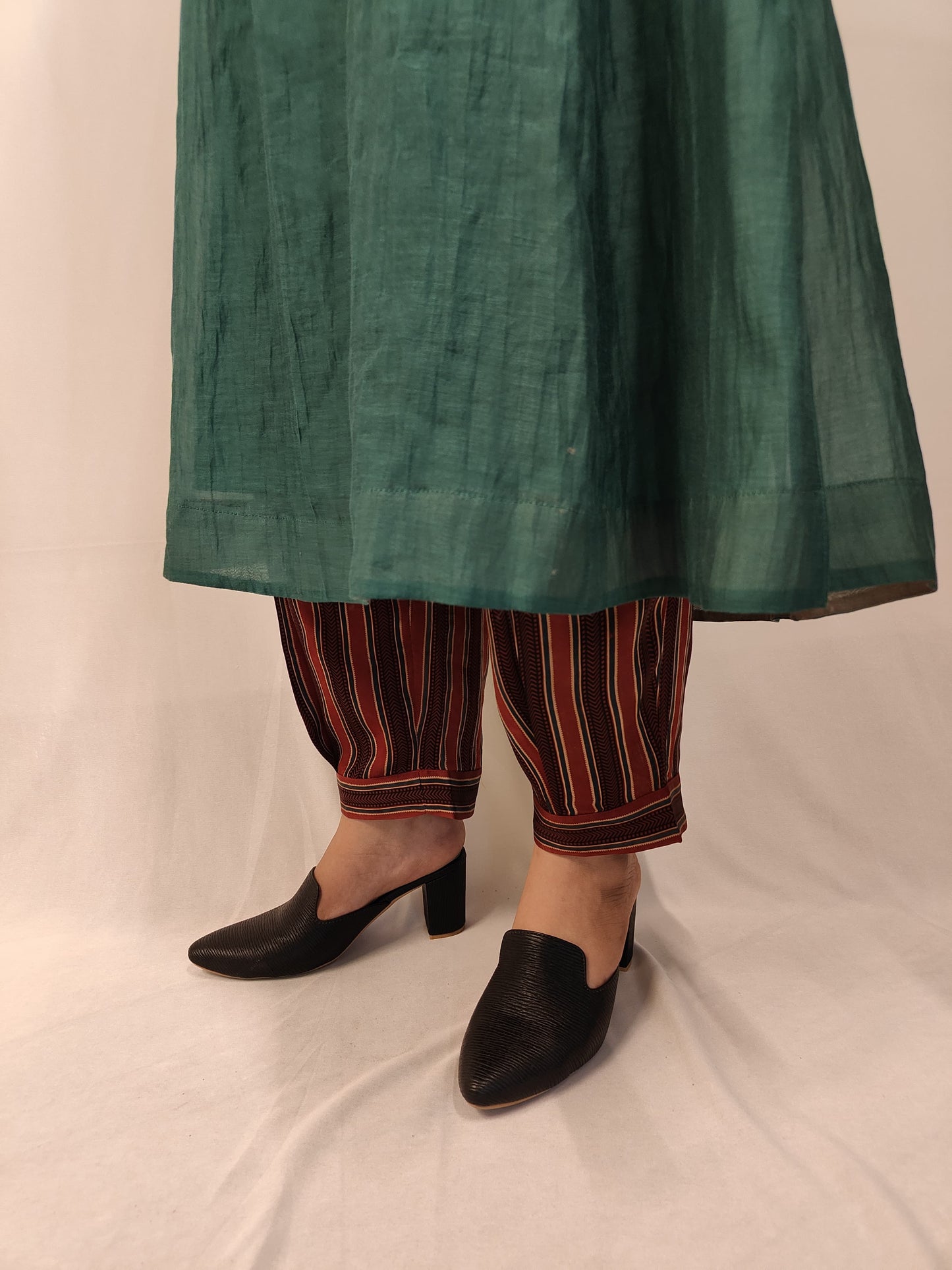Ajrakh Stripes Pleated Shalwar Pants