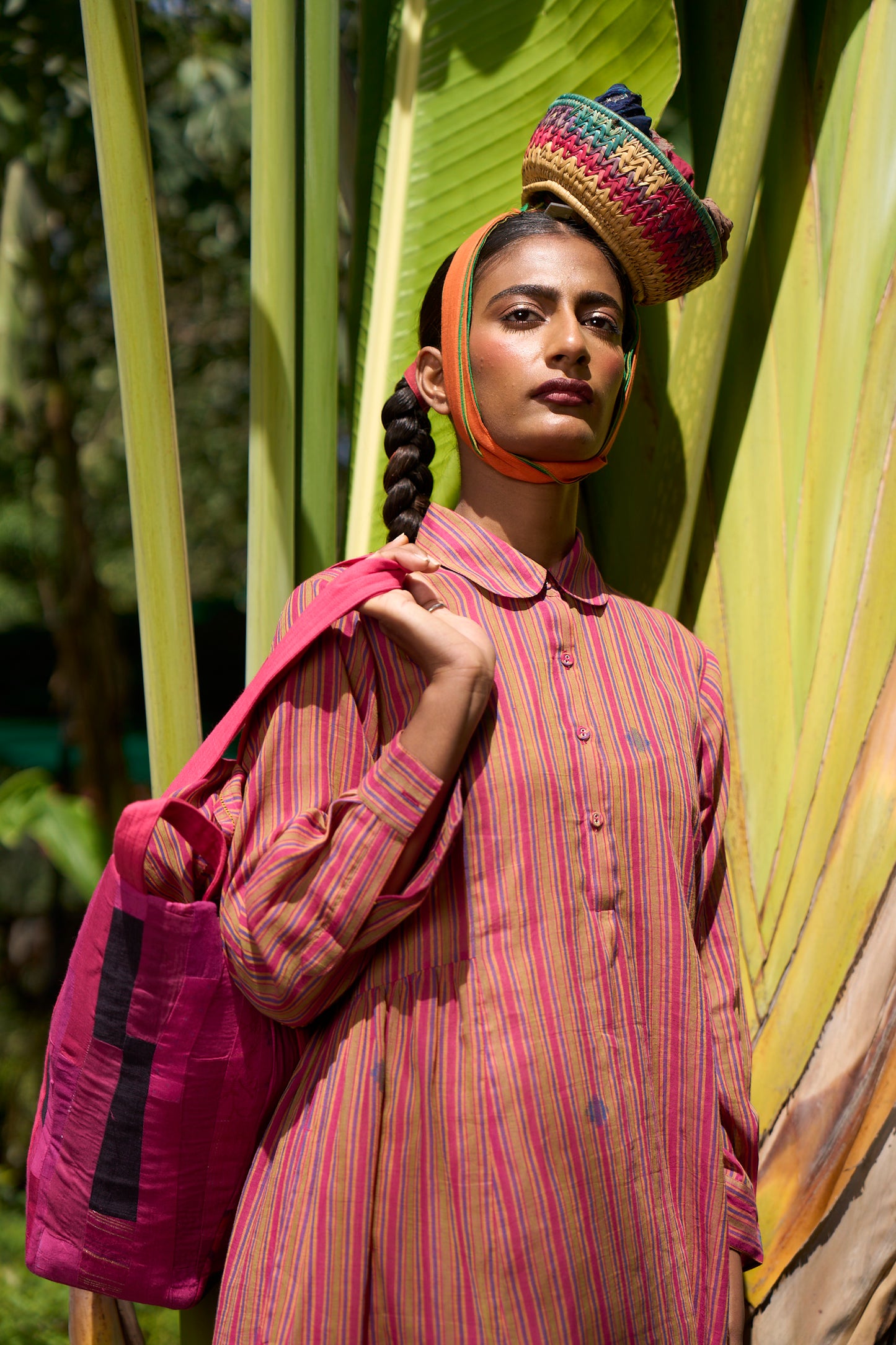 Esme stripe jamdani layered dress