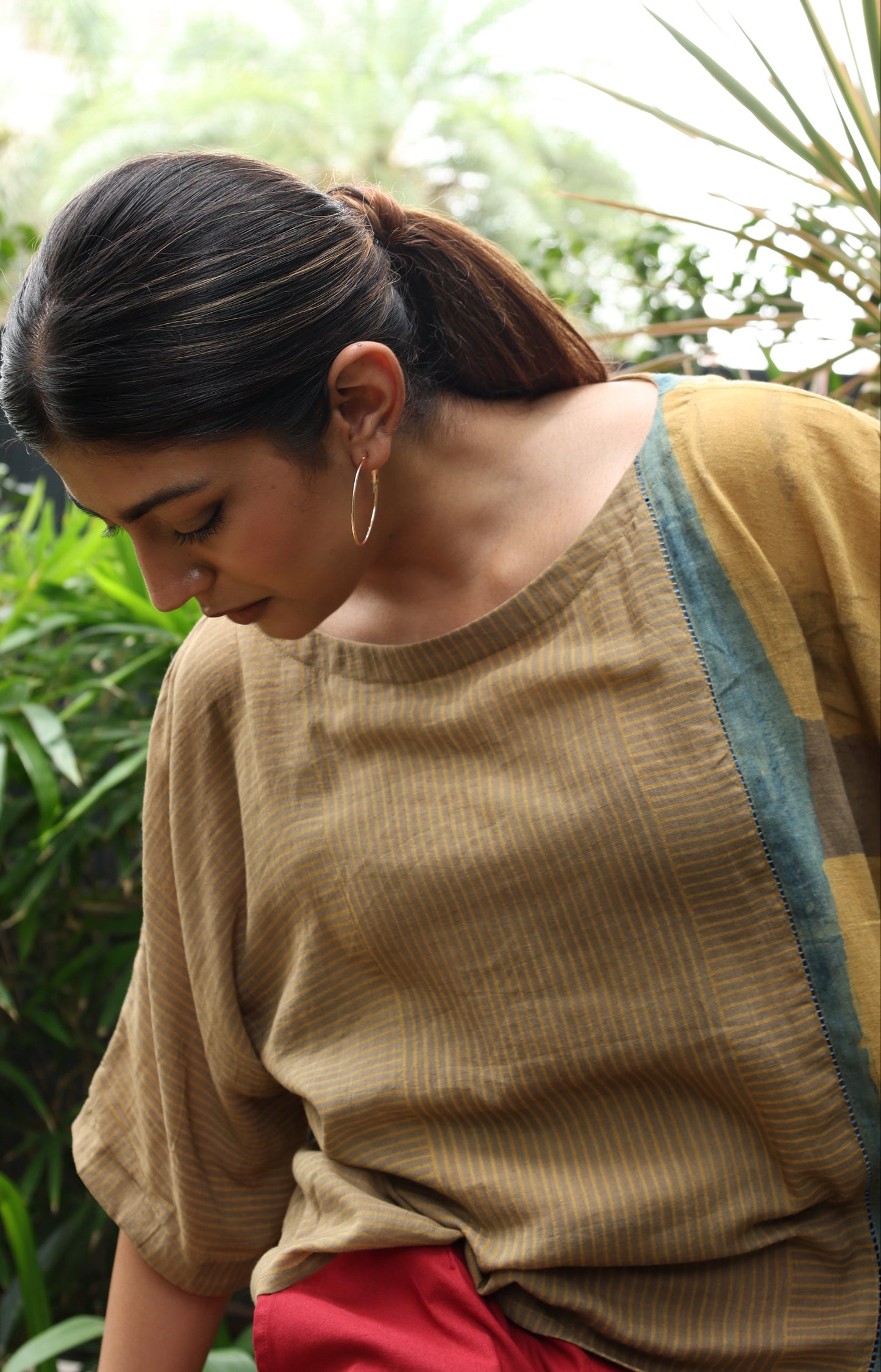 Ochre Pin stripe Relaxed Top