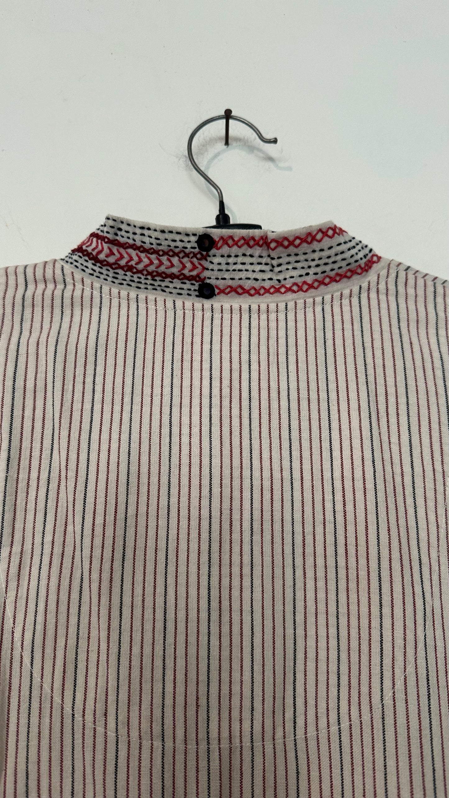 Woven Stripe Hand embroidered Kurta