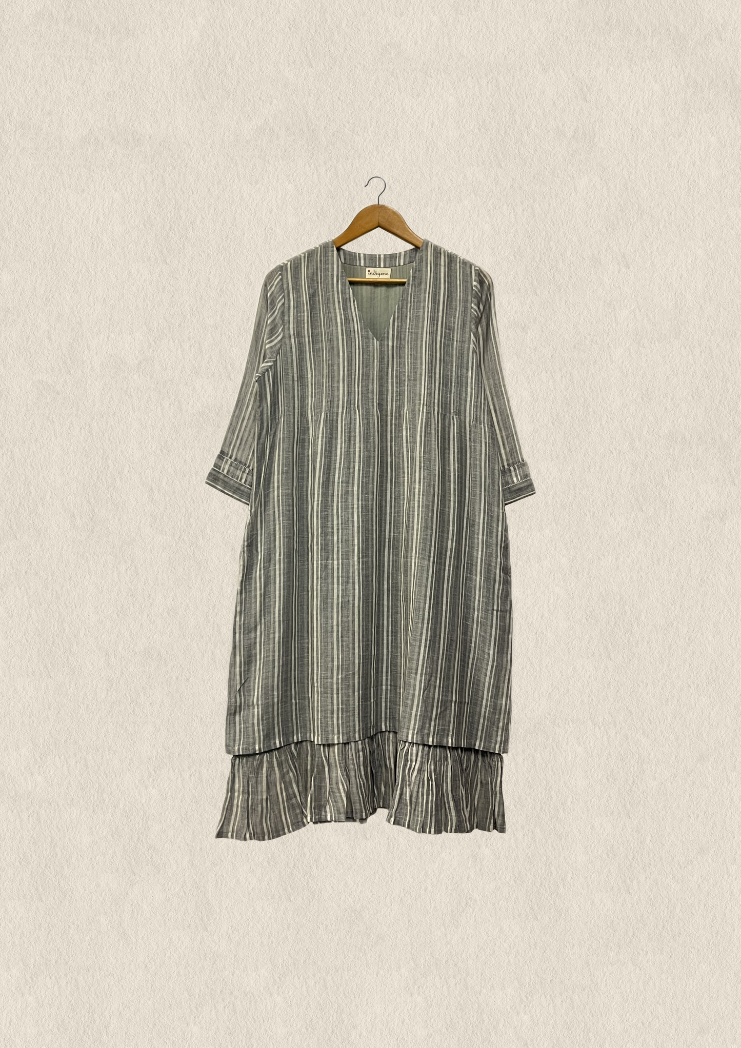 Woven Gauze Stripe Pintuck Dress