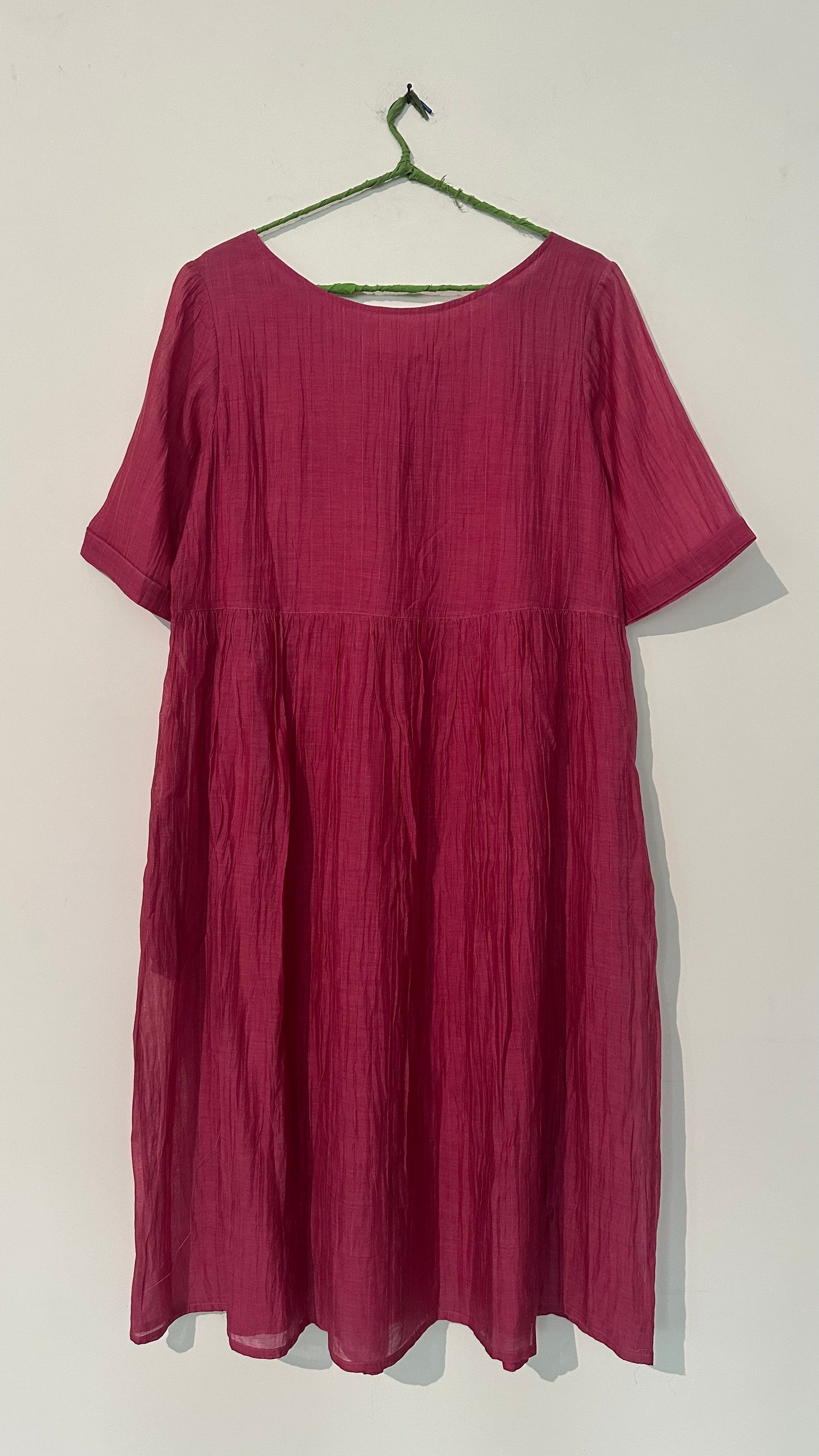 Rose Waist Gathered Chanderi Dress