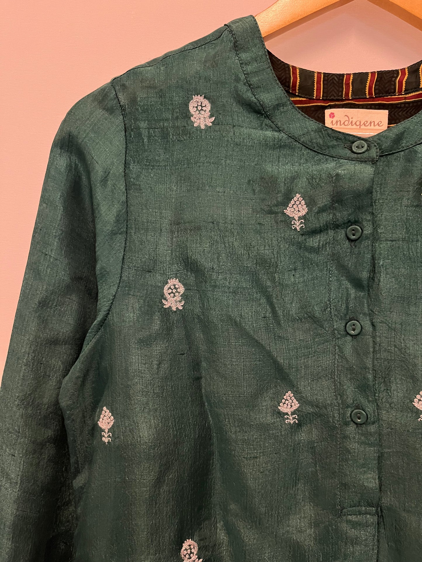 Sapphire Embroidered Silk Tunic