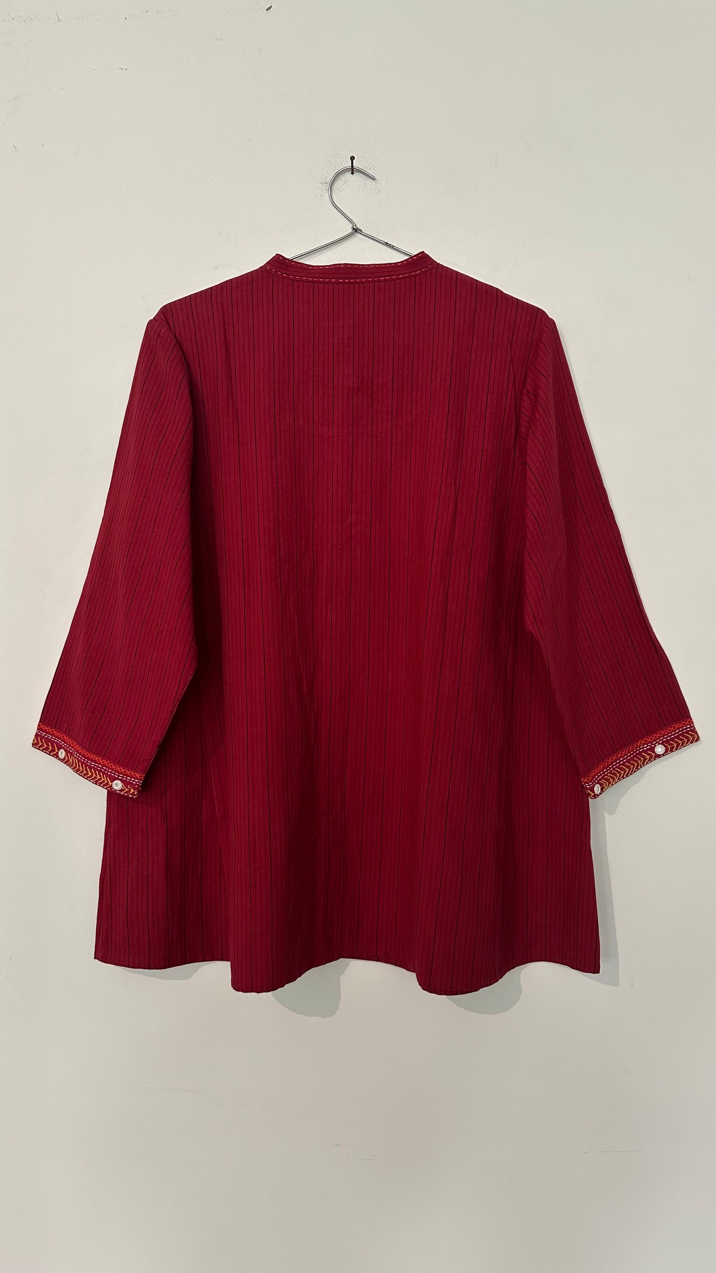 Woven Stripe Hand embroidered top