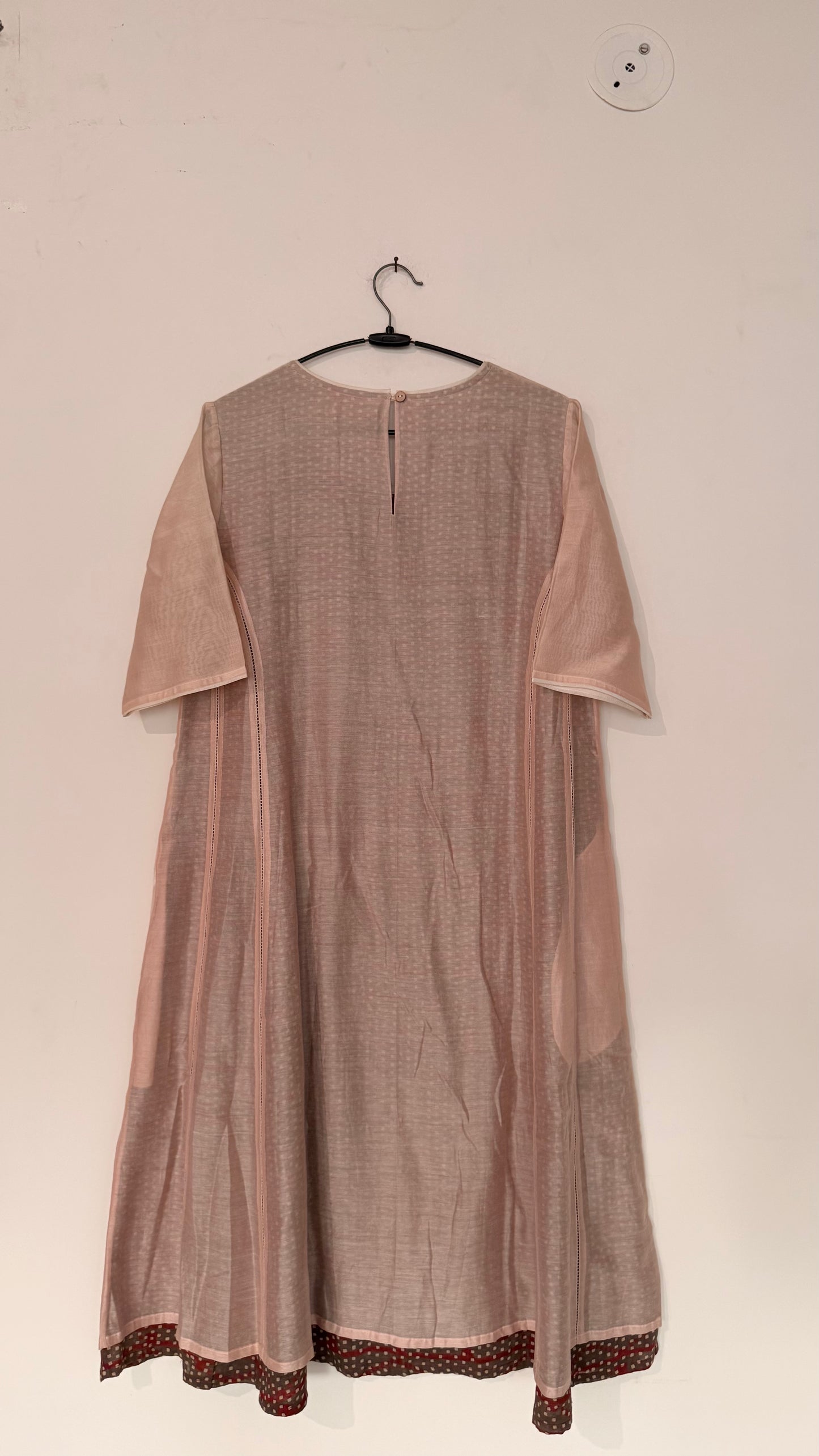 Blush printed layered chanderi dress