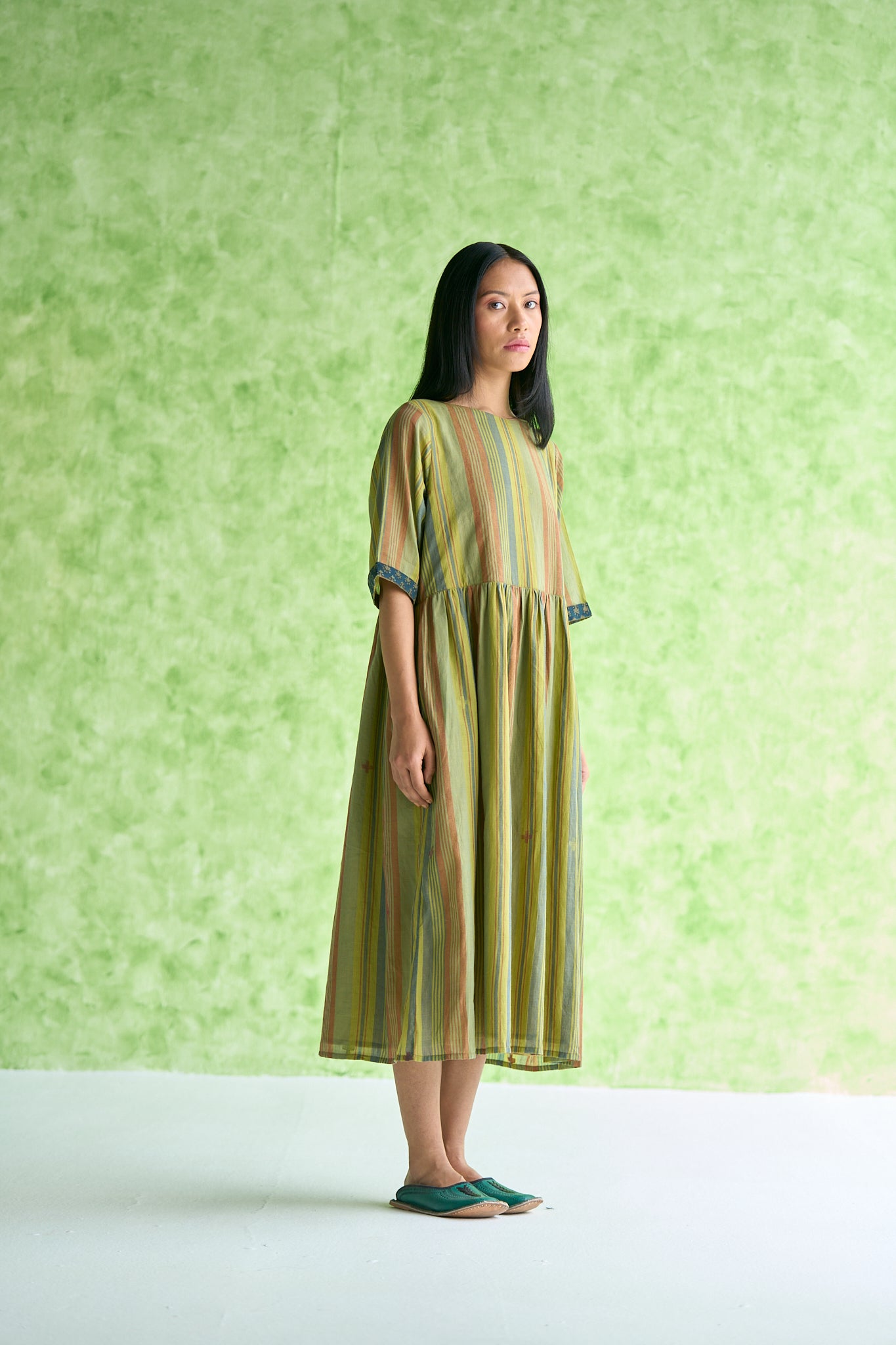 Lena Handwoven Gathered Waist Dress