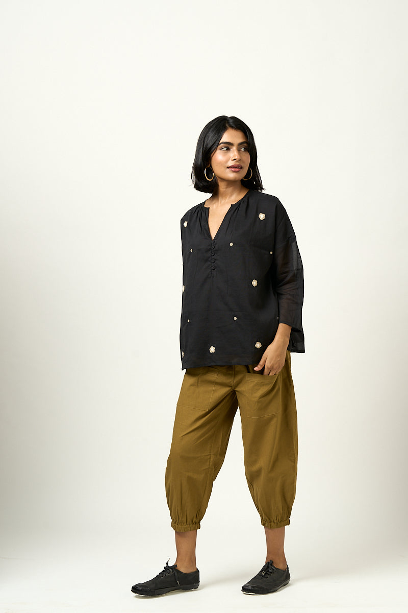 Aki Elasticated Waist Cropped Pants