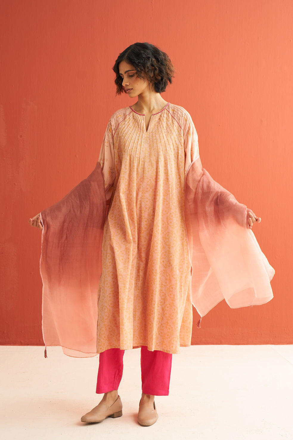 Plume Radiating pintuck kurta & pant coord
