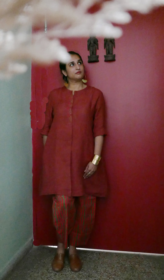 Ume Linen Placket Tunic & Printed Sienna Baggy Pants