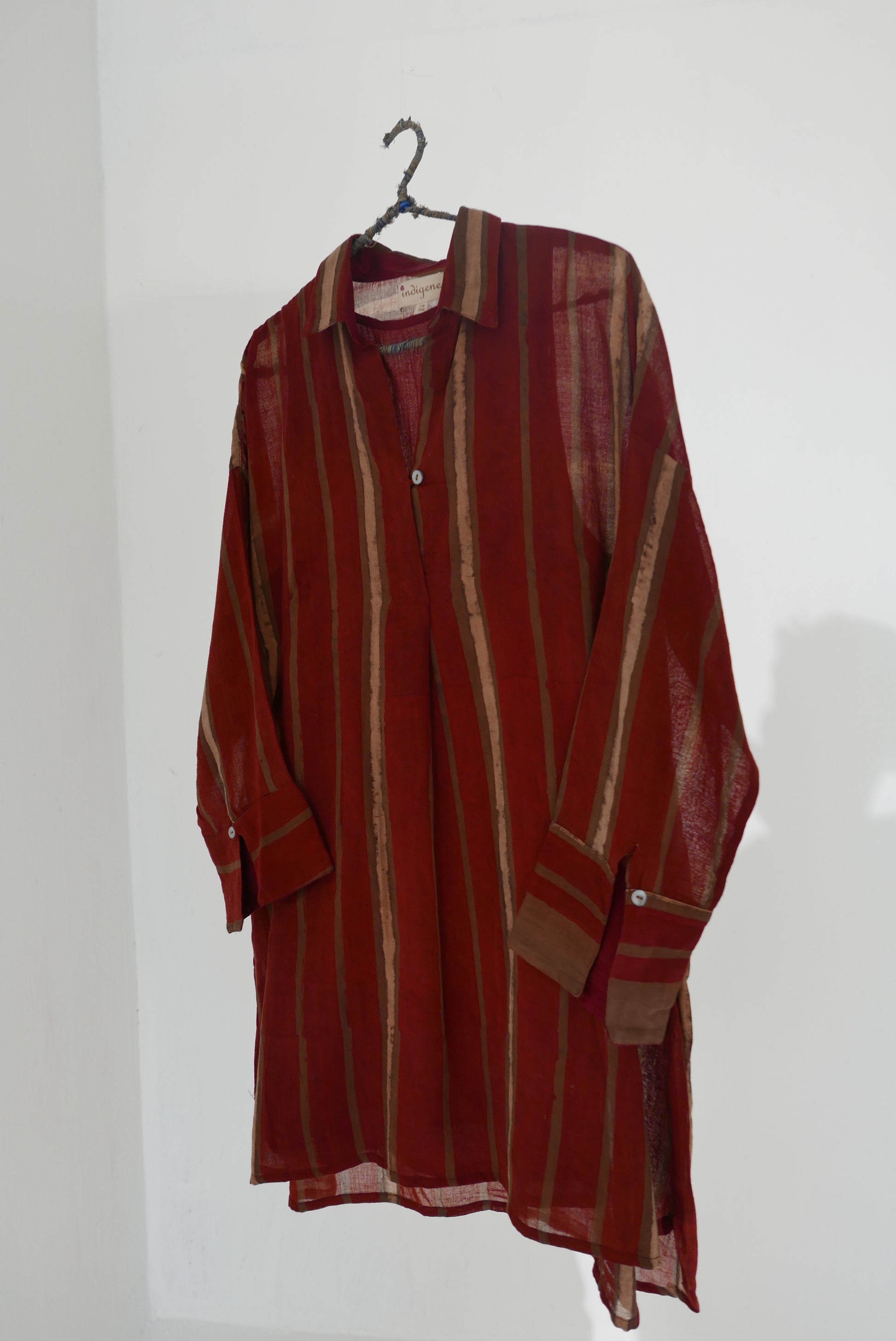 Handblock printed natural dyed Tunic- easy all day summer wear in a lovely madder red and beige.