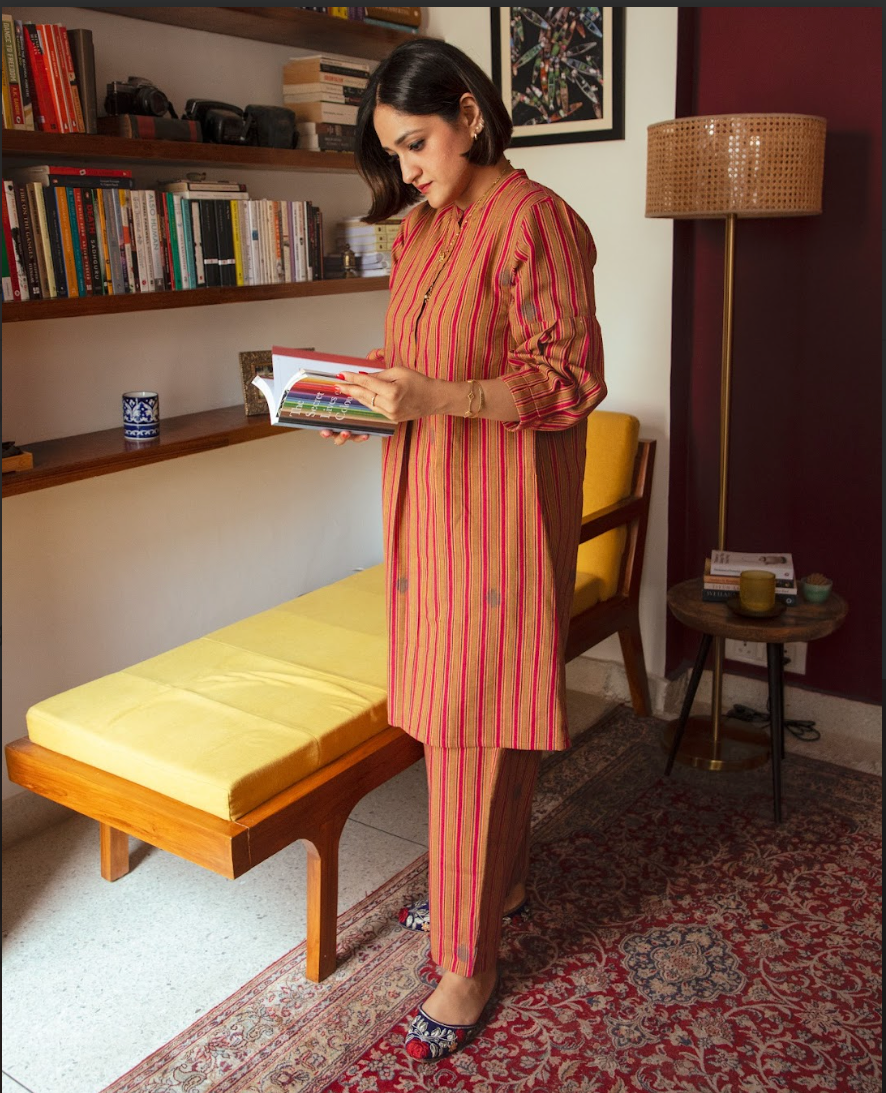 Aanchal's handwoven stripe Coord-set