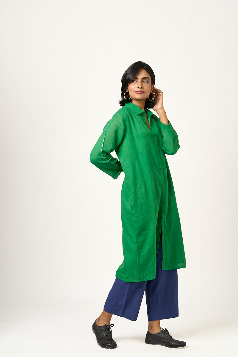 Oak Tunic & Roux Pant set - Shamrock green & Cobalt