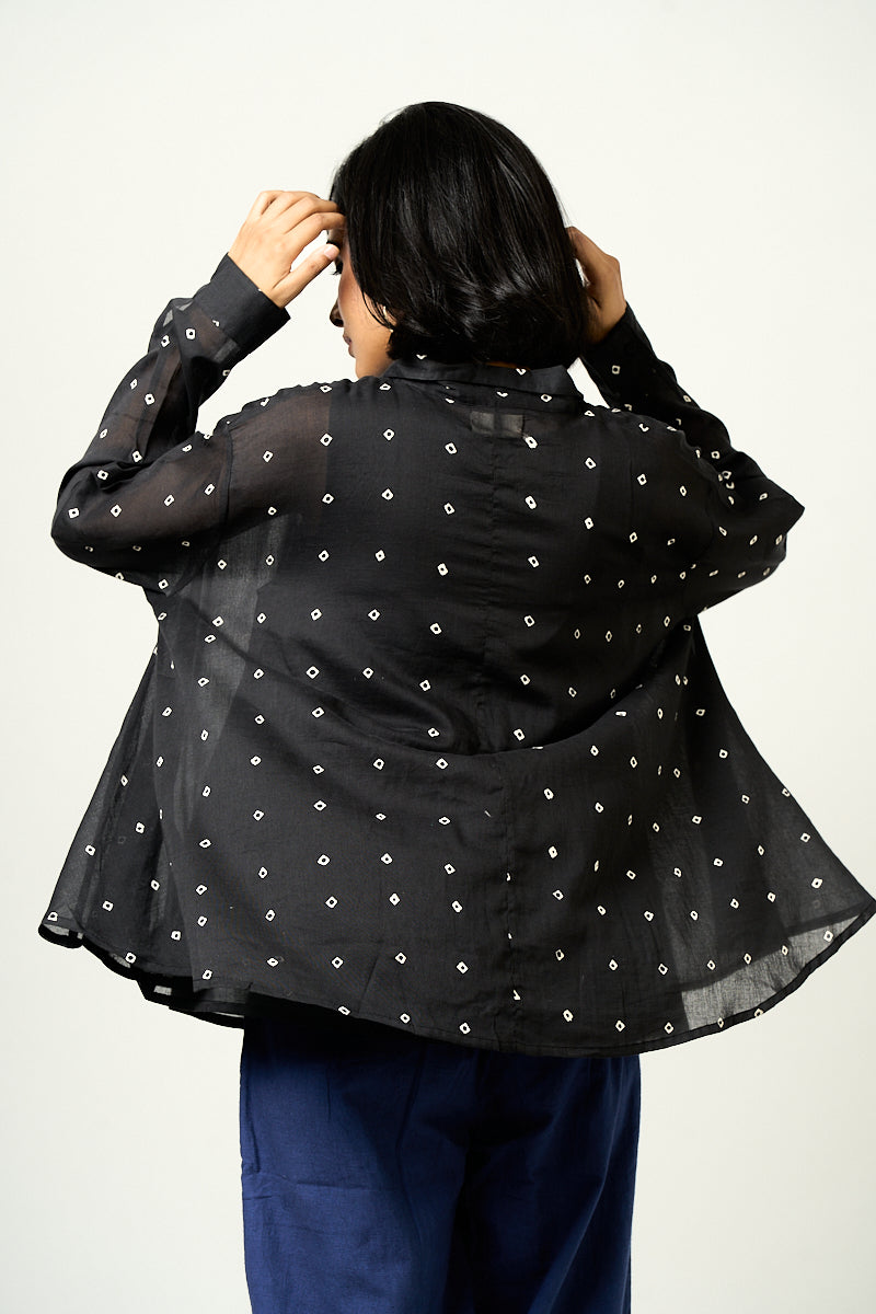 Dotty Everyday Flared Shirt - Black