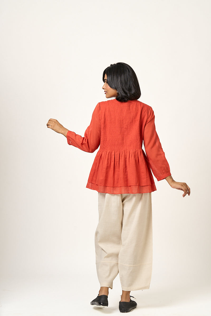 Clover Smocked button down top - Emerald