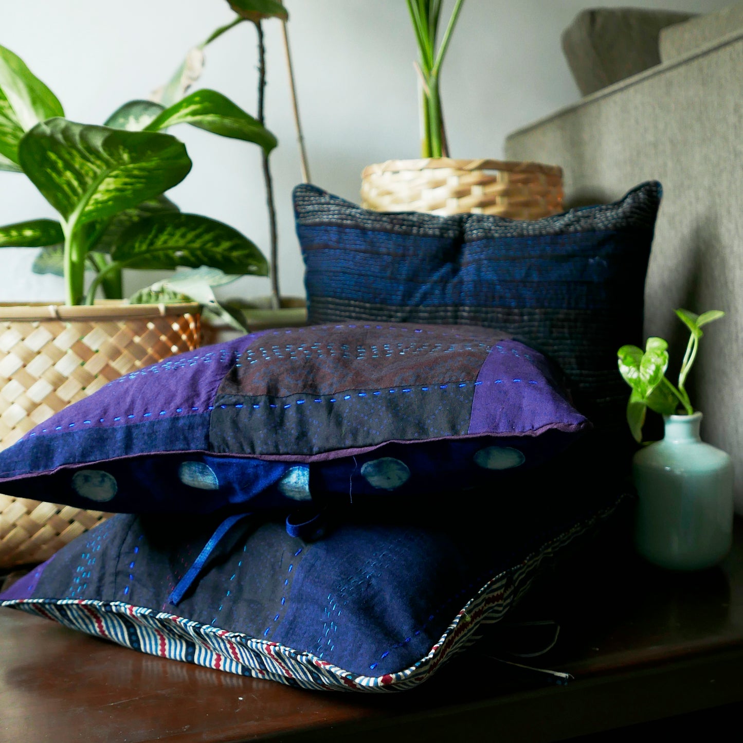 Aubergine Relove Patchwork Cushion (MADE TO ORDER)