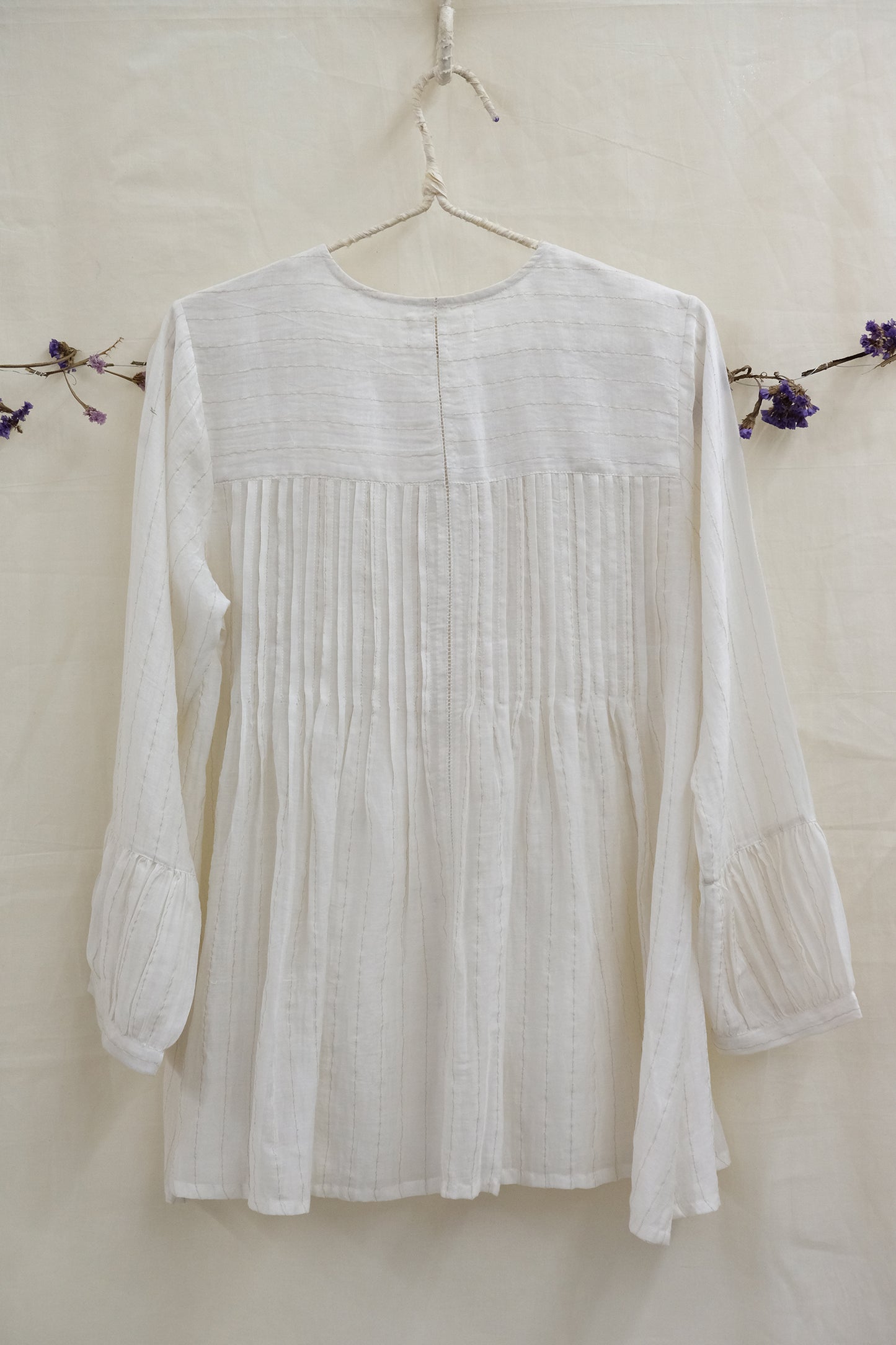Grace Chanderi Pleated Top Natural