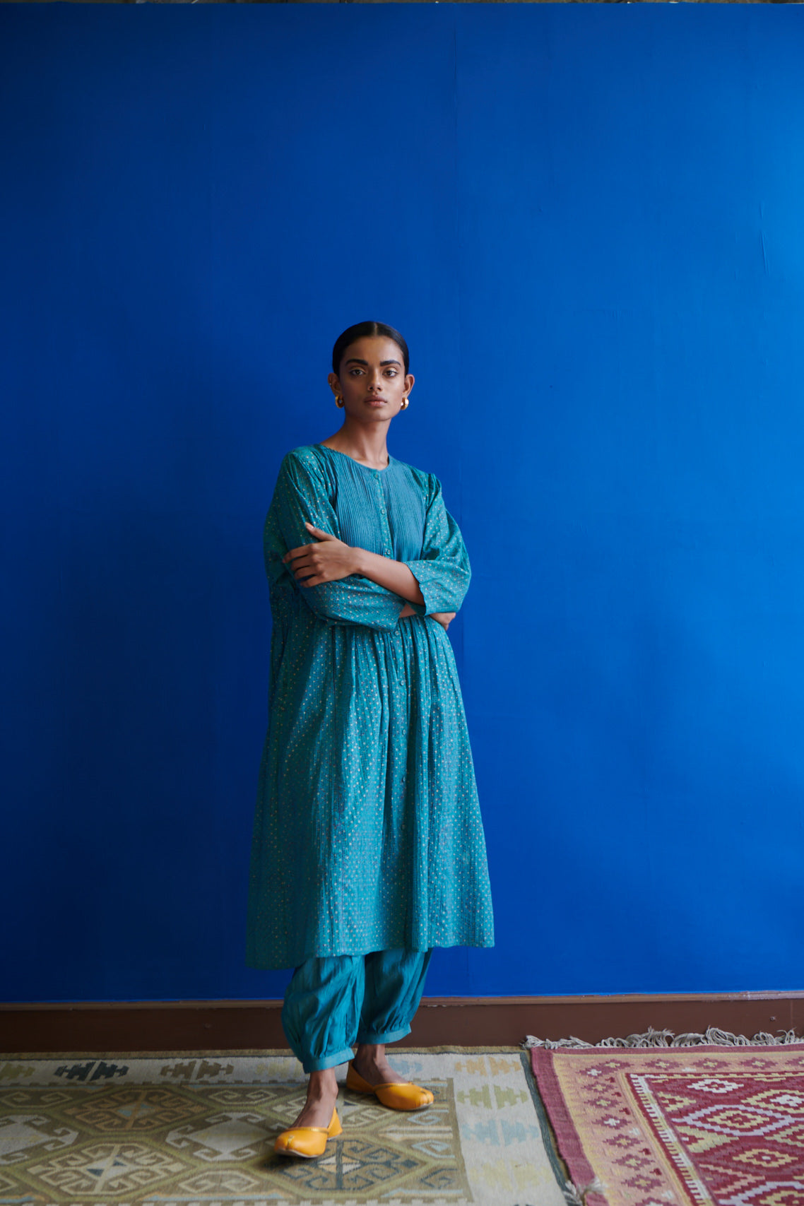 Magdalena Printed Pin-tuck Kurta