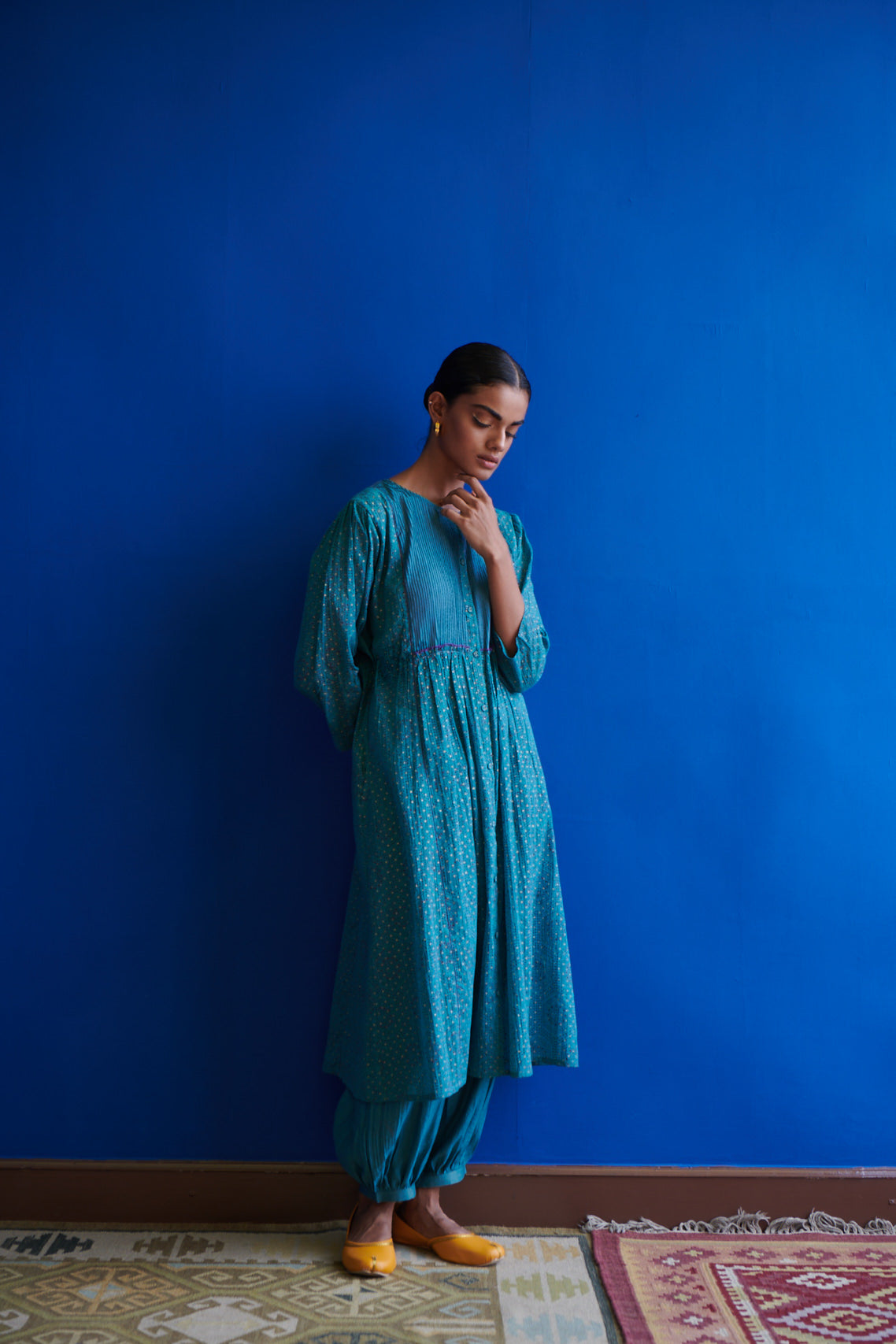 Magdalena Printed Pin-tuck Kurta