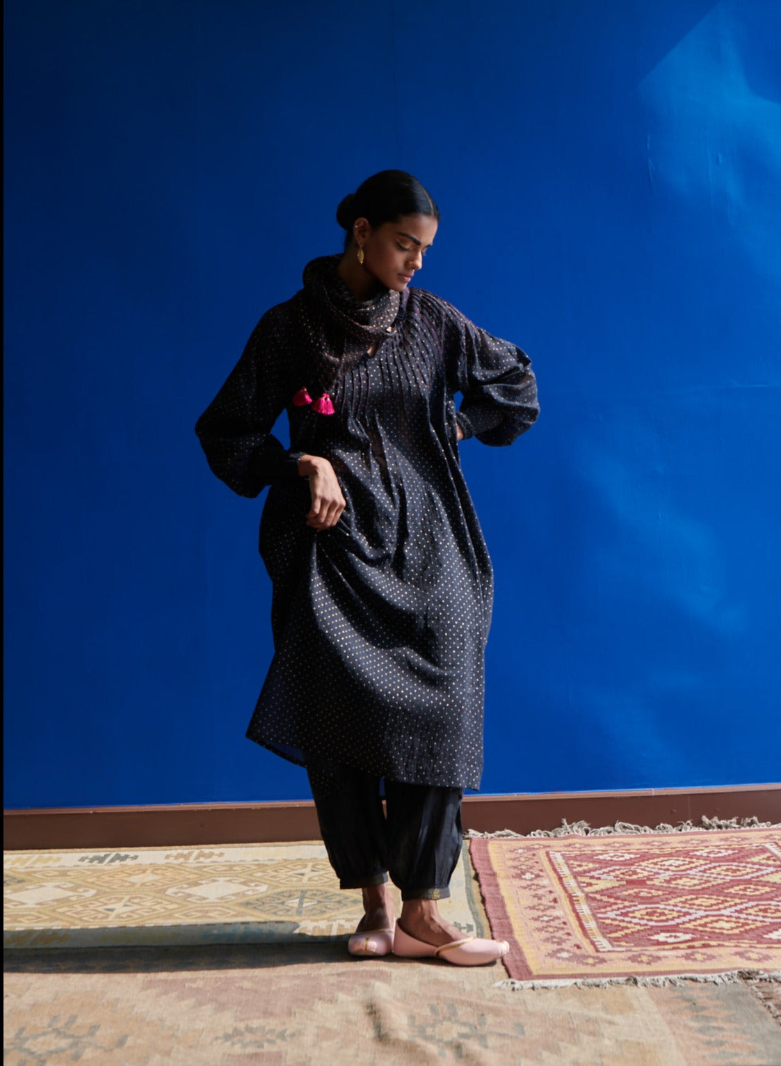 Isthmus Printed Smocked Sleeve Kurta