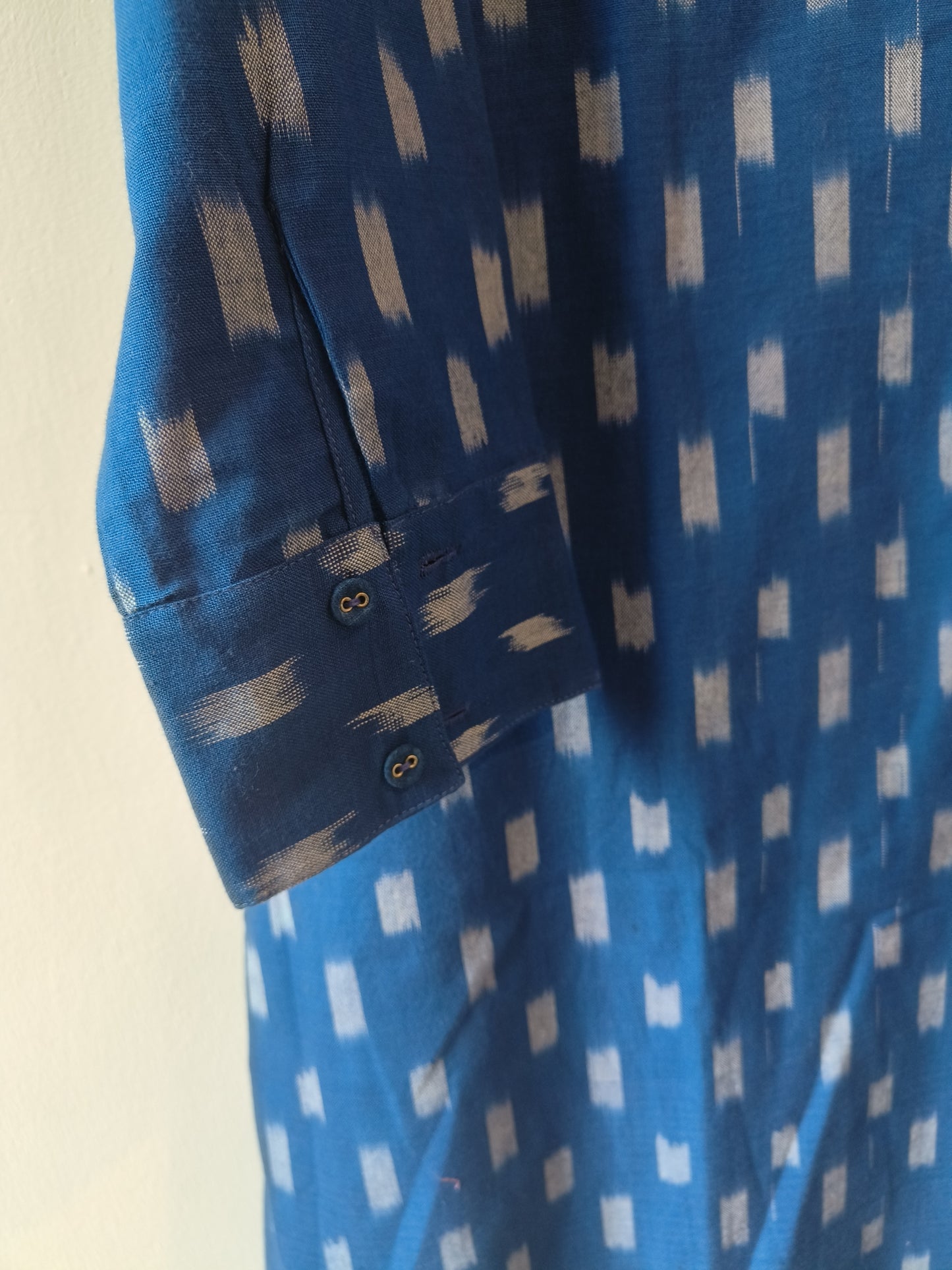 Blue hand woven cotton ikat Kurta (READY TO SHIP)