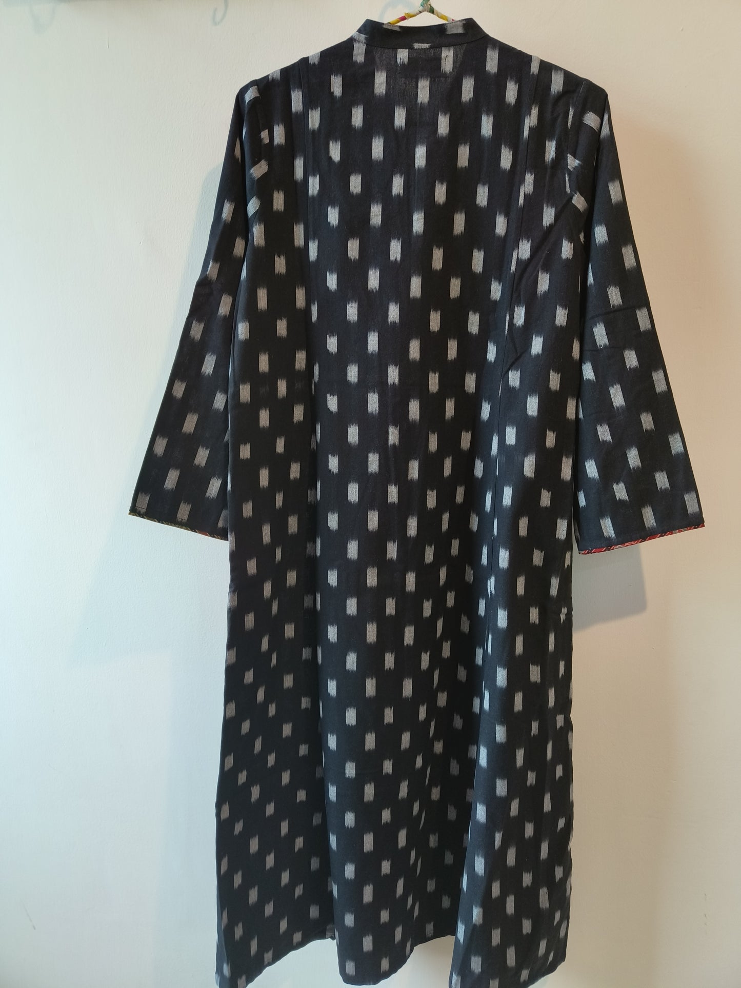 Black hand woven cotton ikat Kurta