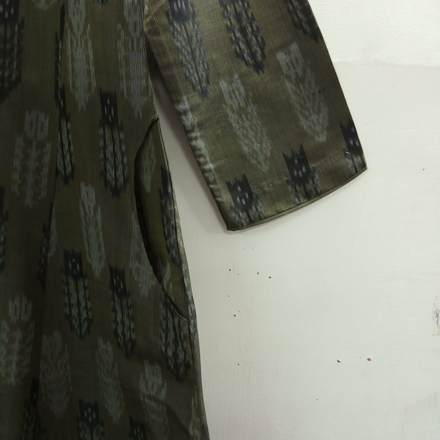 Yasmin Tulip Placket Silk Ikat Kurta