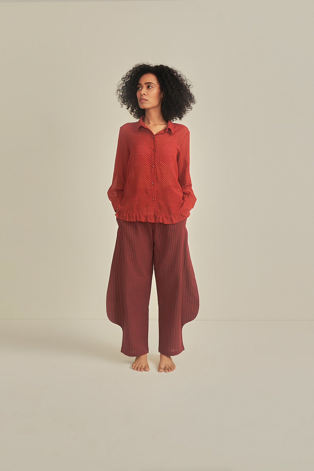 Lefkada Lobed Handwoven Stripe Pants