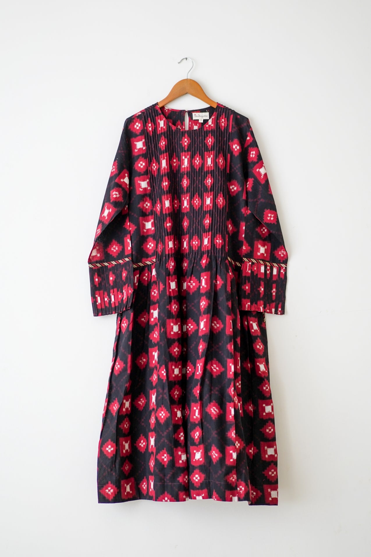 Lal Double Ikat Pintuck Dress