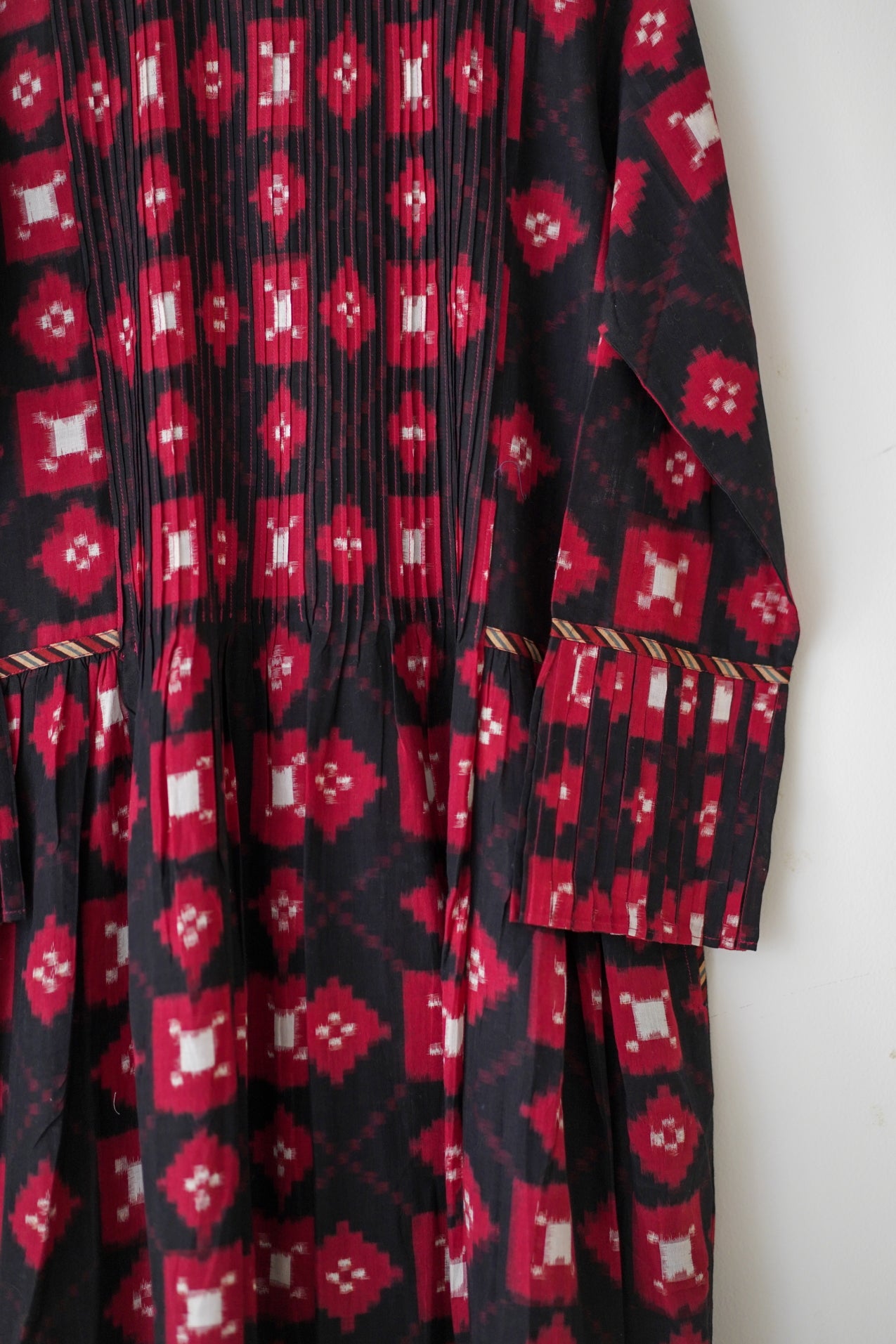 Lal Double Ikat Pintuck Dress