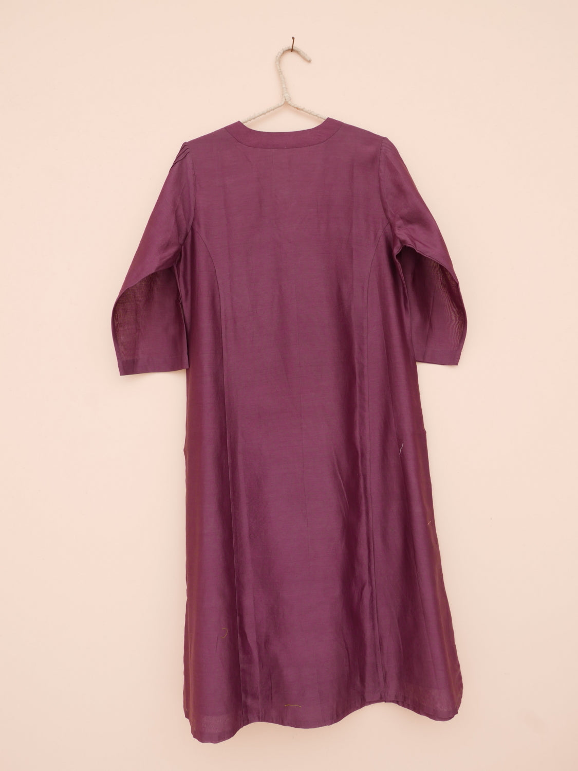 Plum Cross over Neck Chanderi Kurta