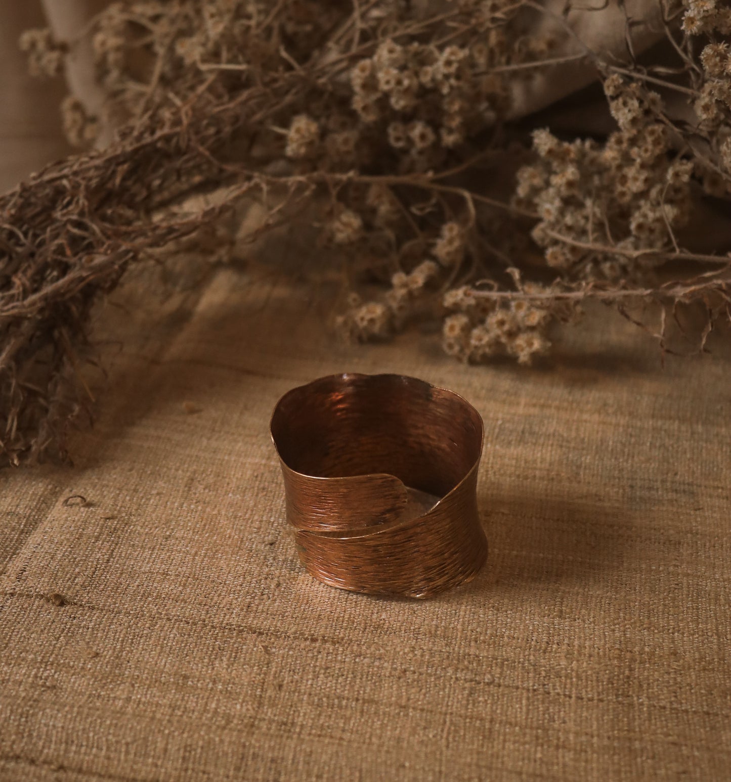 Copper twisted textured cuff