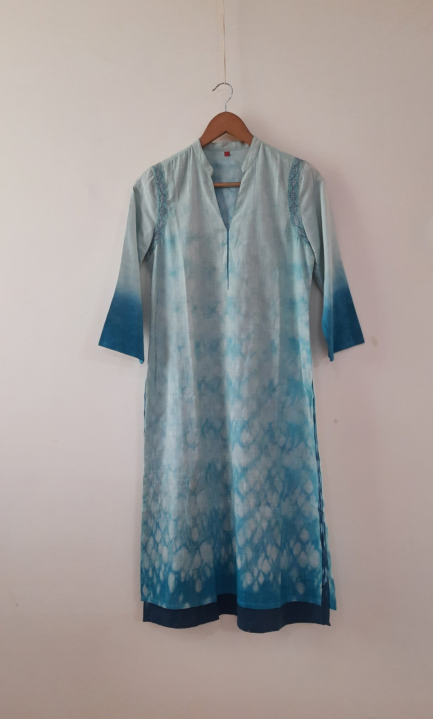Rusched Embroidered Cotton Kurta