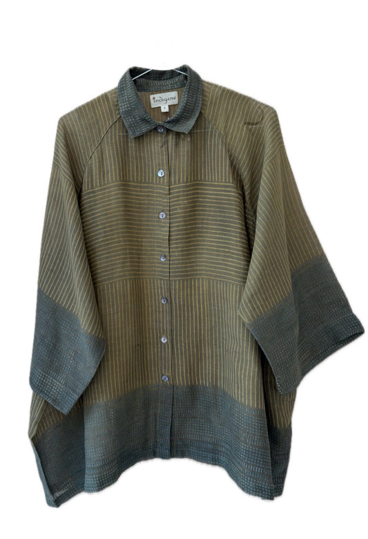 Ochre Stripe Kimono Shirt