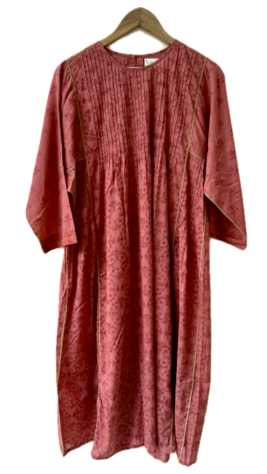 Rose pintuck hand block printed kurta