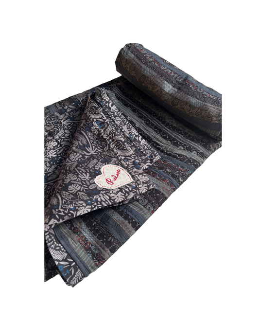 Charcoal: All For Love Patchwork Quilted Throw