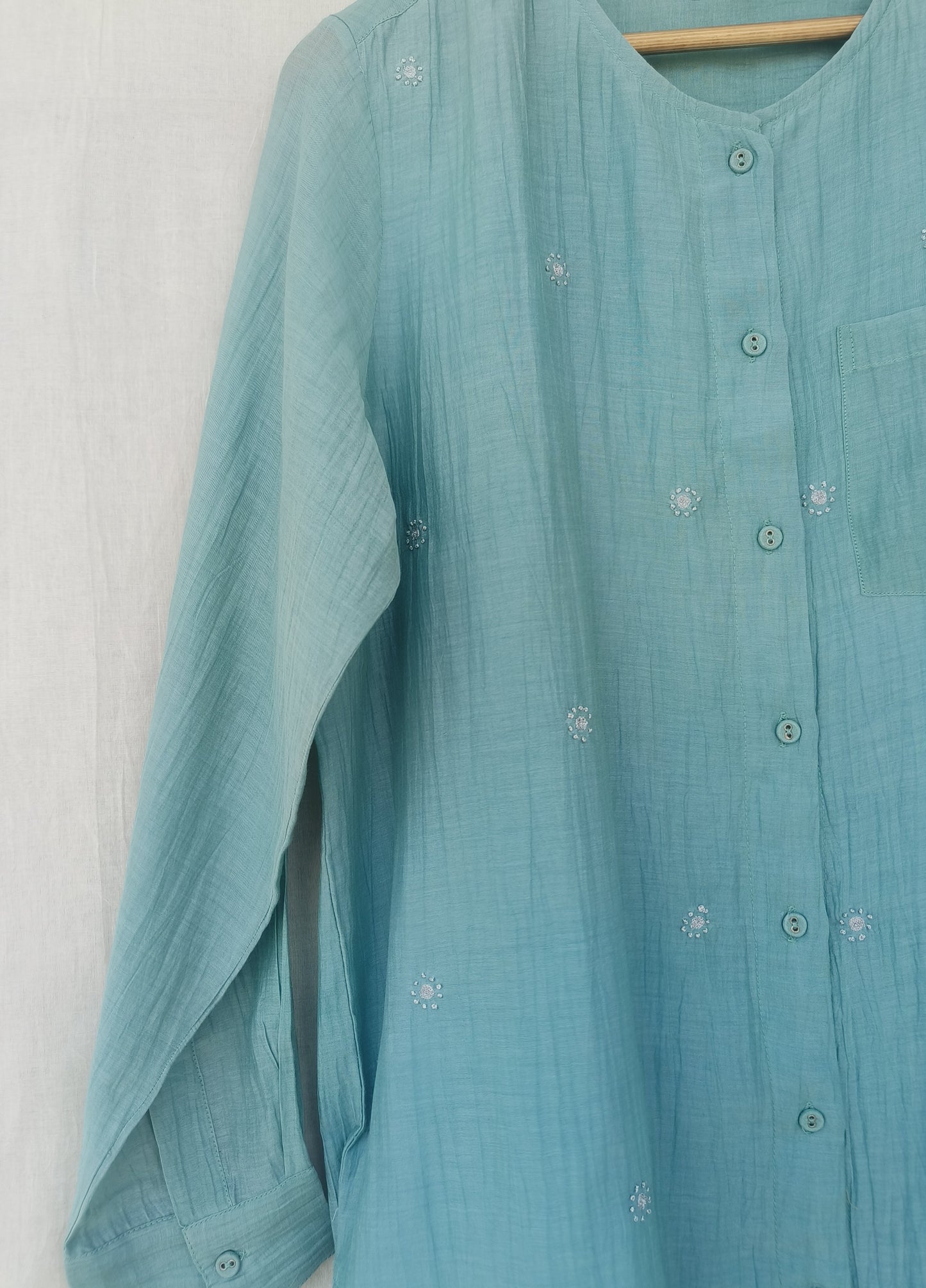 Zoya Button-down Embroidered Long Shirt