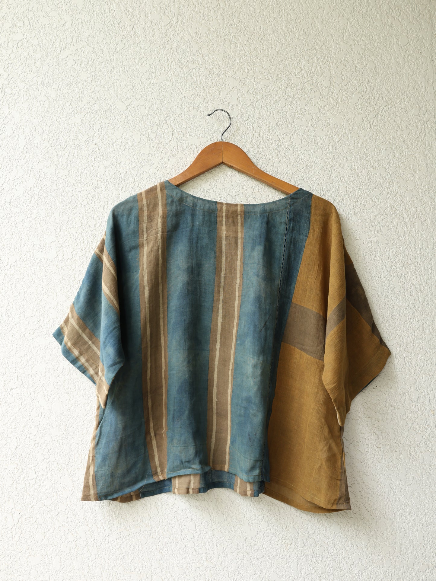 Ochre Indigo wide stripe Boxy Shirt
