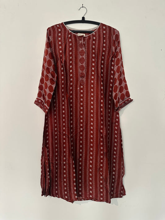 Discharge embroidered modal kurta
