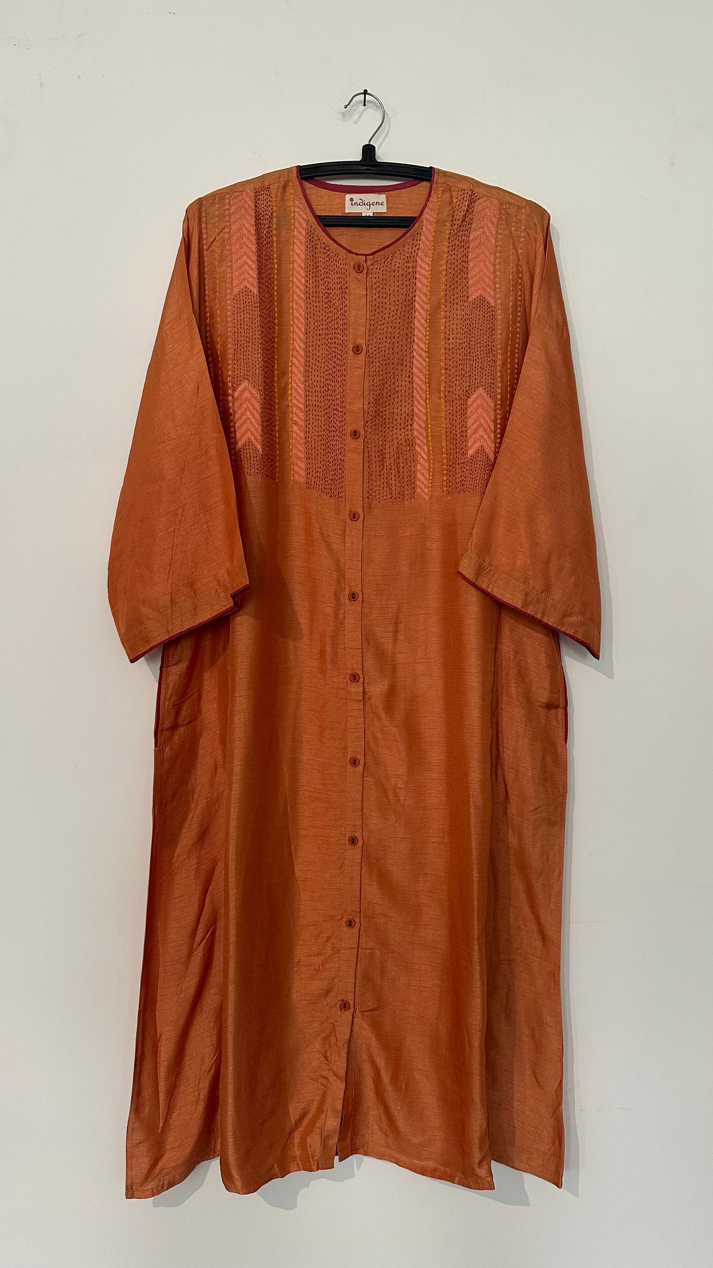 Almond hand embroidered button down kurta