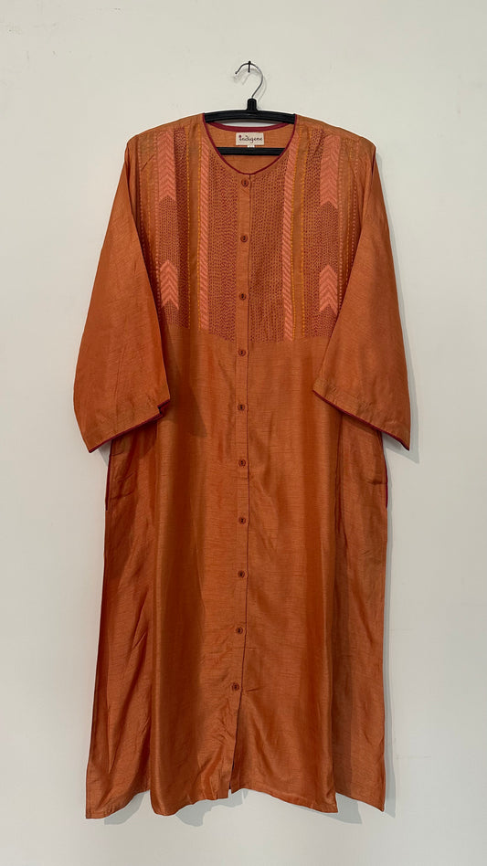 Almond hand embroidered button down kurta