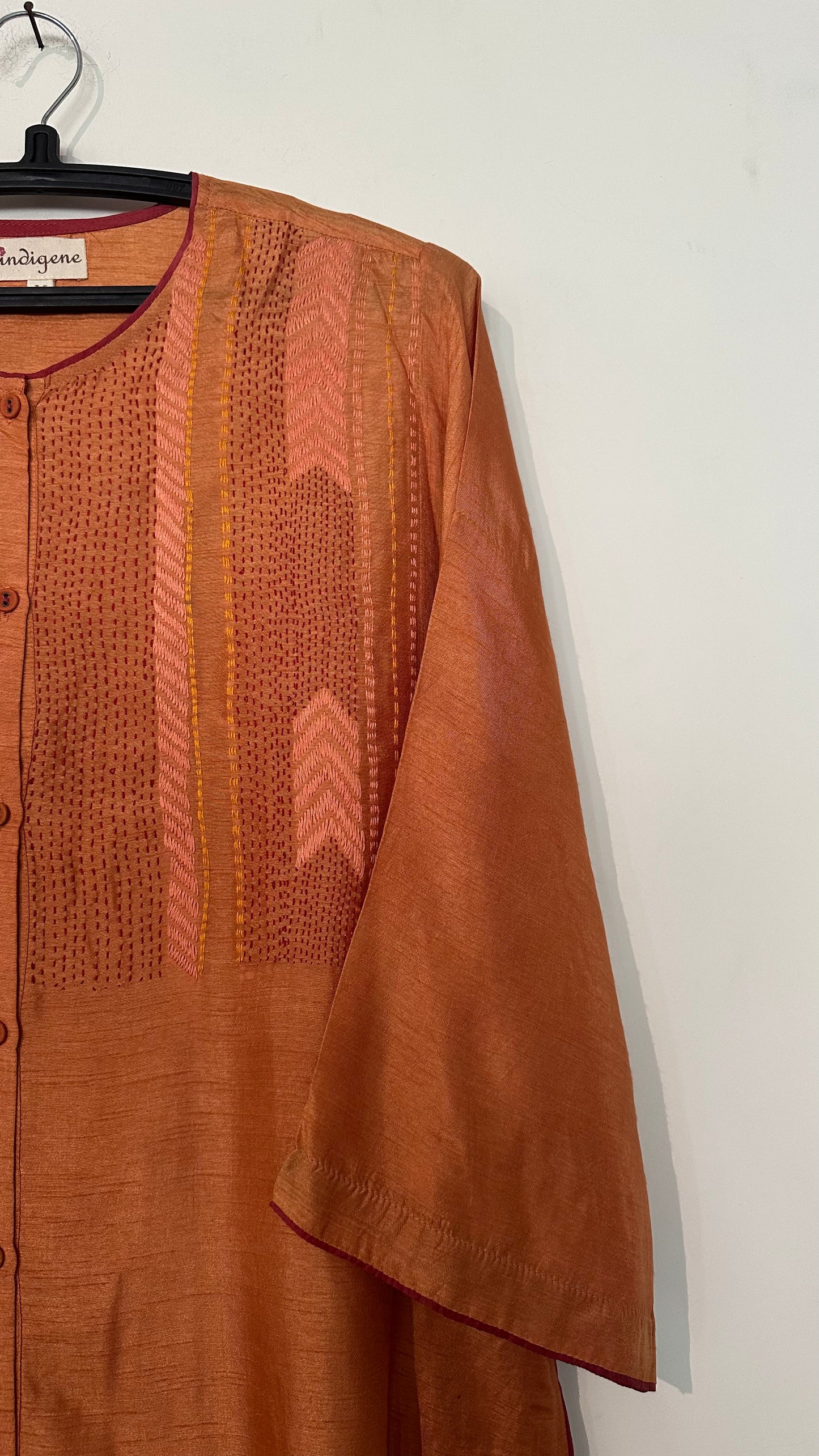 Almond hand embroidered button down kurta
