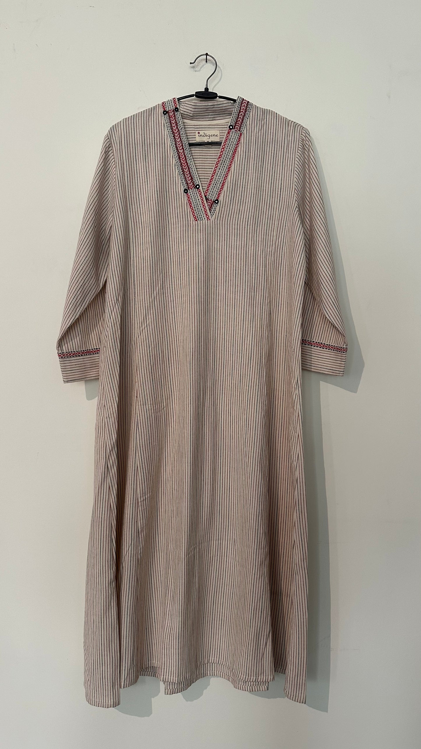Woven Stripe Hand embroidered Kurta