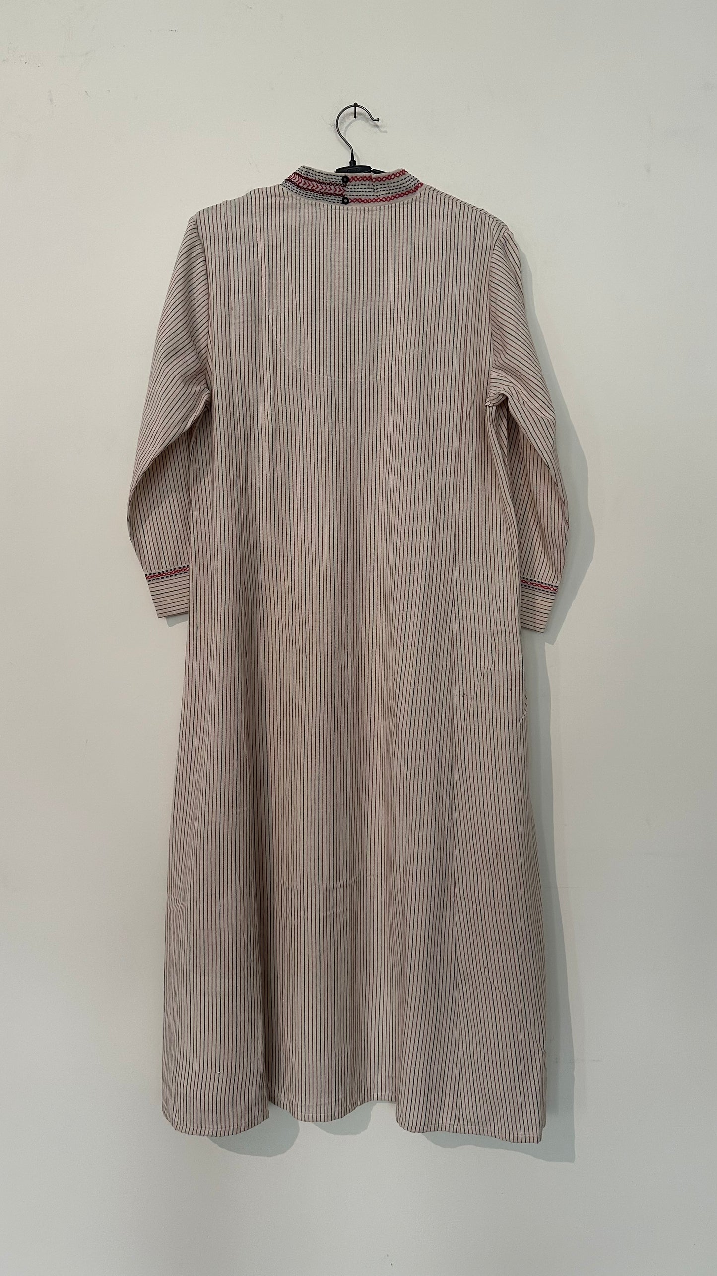 Woven Stripe Hand embroidered Kurta