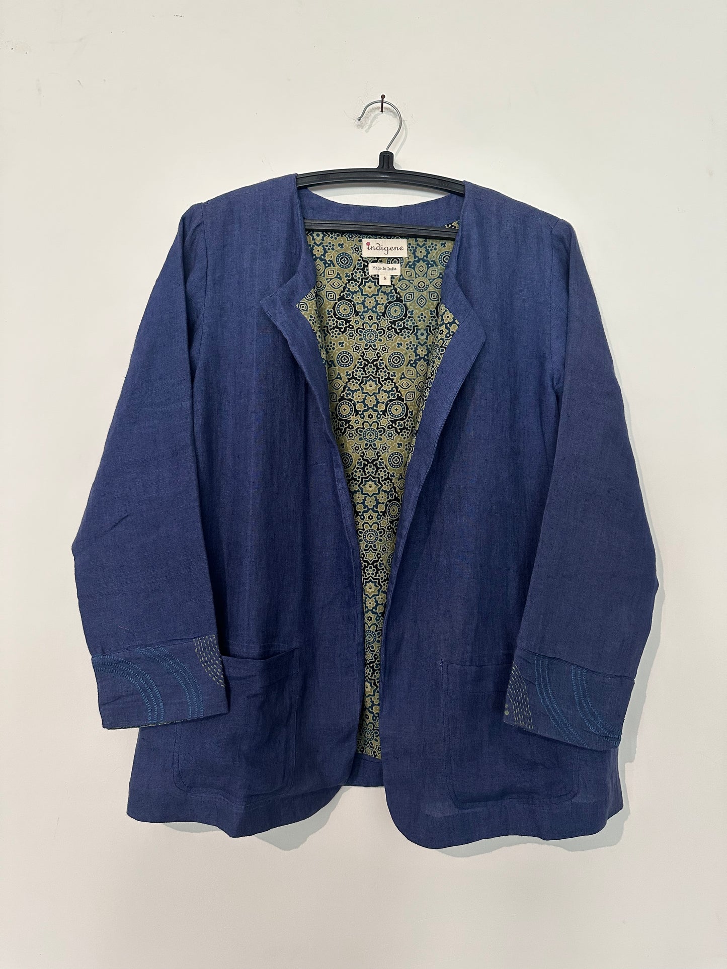 Linen embroidered overlay jacket