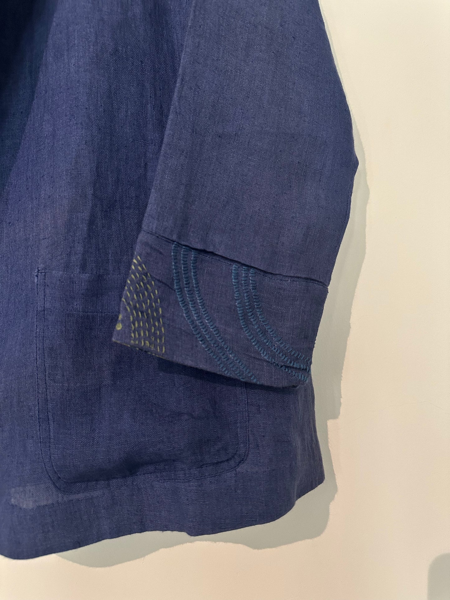 Linen embroidered overlay jacket